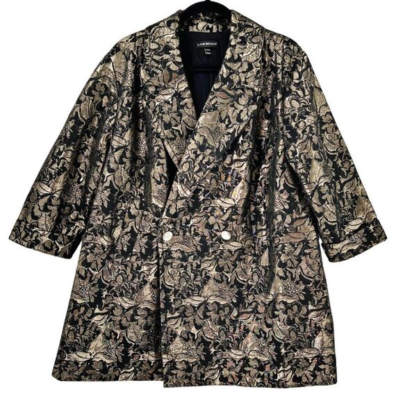 Lane Bryant Gold Black Double Breasted Blazer Jacket Size 14/16 (1X) - Picture 3 of 13